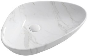 Sapho Sapho, DALMA keramické umývadlo na dosku 58,5x39 cm, imitácia kameňa-carrara, MM217