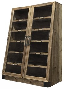 Nástenná drevená skrinka s policami a presklenými dverami Cani - 52 * 27 * 72cm
