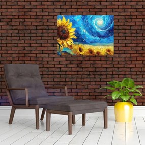 Sklenený obraz - Maľba slnečníc (70x50 cm)