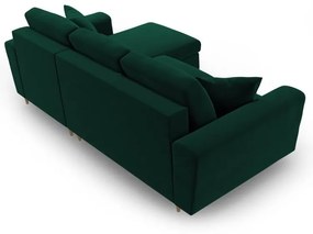 Zelená zamatová rozkladacia/s úložným priestorom rohová pohovka Kyoto – Cosmopolitan Design