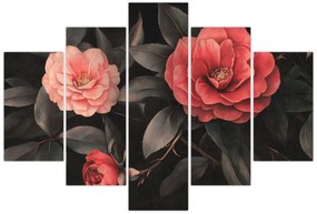 Obraz - Červené kvety na tmavom pozadí (150x105 cm)