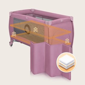 Lionelo - Cestovná postieľka STEFI PLUS Ružová magnólia