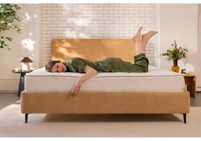 Čalúnená dvojlôžková posteľ s matracom/s roštom 160x200 cm v horčicovej farbe Noira Slim – Bonami Selection