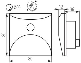 Kanlux 39130 - LED schodové svietidlo so senzorom EXIN 2,5W/230V 3000K IP65 čierne, hranaté
