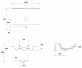 Cersanit Larga, kúpeľňová skrinka s umývadlom 60x45x65 cm, biela lesklá, S801-439