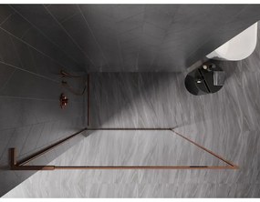 Mexen, Mexen Kioto-F L sprchová stena s rámom 70 x 202 cm, priehľadná 8 mm, ružové zlato - 800-070-174-60-00