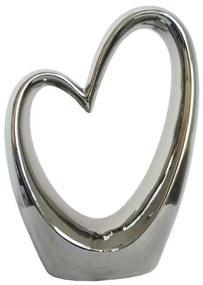 Keramická strieborná dekorácia Srdce, 17,5 x 24,5 cm