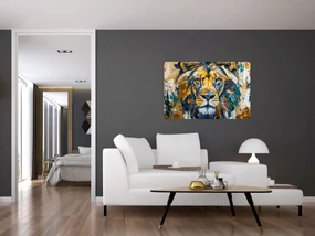 Obraz - Abstraktná olejomaľba s levom (90x60 cm)