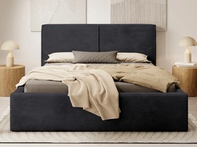 Posteľ Inez 180x200 cm, čierna štruktúrovaná látka