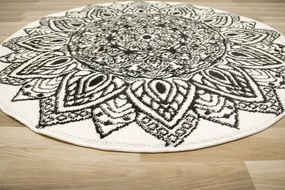 Koberec Lima G754A mandala, biely / čierny kruh