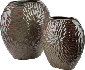 Keramická váza Yarine 20 cm fialová/zelená