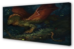 Obraz canvas Zelený drak v lese 120x60 cm