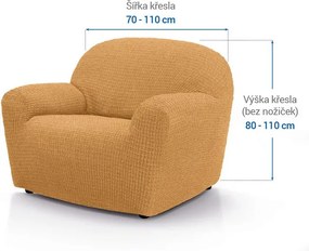 Super strečové poťahy RUBINIA zlatá kreslo (š. 70 - 110 cm)