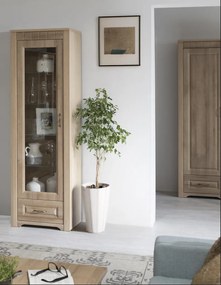 Vysoká vitrína Atik, dub riviéra, ľavá