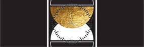 Obraz - Abstrakcia zlatá a čierna N⁰2 (s hodinami) (90x30 cm)