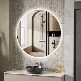 Erga Deam, okrúhle LED zrkadlo 120cm, 3 farby svetla, predné osvetlenie, vyhrievacia podložka proti zapareniu, ERG-V01-Deam-1212-CL