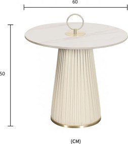 Konferenčný stolík Modig 60 cm eko koža ecru/mramor