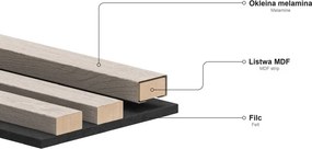 Mexen Lam-F, akustické stenové lamely 275 × 31,5 cm, filc 6 mm, dub moka, S105-275317-2812-074