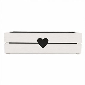 AMADEA Drevený obal na kvetináč so srdcom biely, 62x21,5x17cm Český výrobok