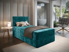 Čalúnená posteľ boxspring GLORIEN VELVET 100x200 cm tyrkysová Matrac: Matrac Bonell pružinový