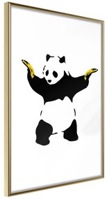 Artgeist Plagát - Panda with Guns [Poster] Veľkosť: 40x60, Verzia: Zlatý rám s passe-partout