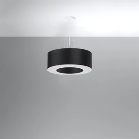 Závesné svietidlo Saturno, 1x čierne textilné tienidlo, (biely plast), (fi 50 cm)