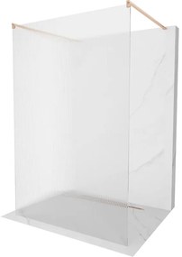 Mexen Kioto, sprchová zástena Walk-In 110 x 200 cm, 8mm sklo s rebrovým vzorom, medený matný profil, 800-110-002-65-09