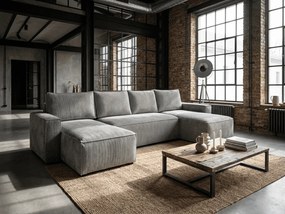 Svetlá sivá sedacia súprava do U SMART COSARO 295x140 cm