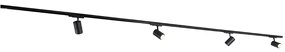 Moderný 3-fázový koľajnicový systém čierny so 4 reflektormi 3000-4000K - Ruler