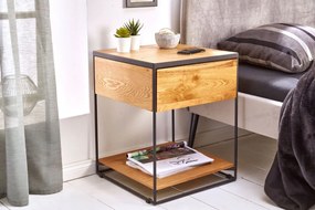 Dizajnový nočný stolík Shayla 40 cm divý dub - II. Trieda