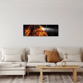 Obraz - Motorkár s plameňmi (s hodinami) (90x30 cm)