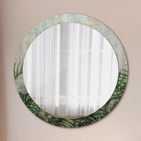 Okrúhle ozdobné zrkadlo Listy papradia fi 90 cm