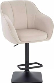 LuxuryForm DESIGN Barová stolička AVOLA VELUR na čiernej hranatej podstave - krémová