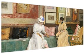 Obraz - William Merritt Chase, A Friendly Call, reprodukcia (120x50 cm)