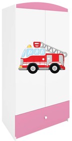 Detská skriňa Babydreams 90 cm hasičské auto ružová