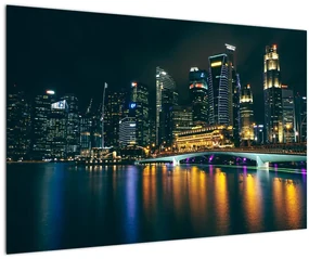 Obraz nočného Singapuru (90x60 cm)
