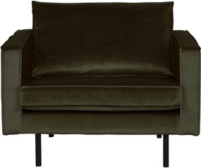 BePureHome Rodeo zamatové dizajnové kreslo - Tmavozelená