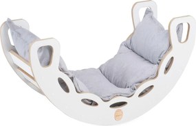 Multifunkčná detská súprava 4v1 – hojdačka, šmykľavka a vankúš svetlosivá