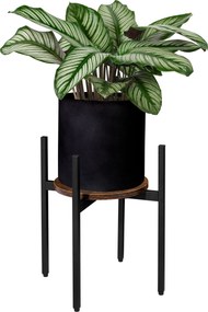 Okrúhly stojan na kvety TAYLOR ⌀ 32 cm, rustikálne hnedá/čierna