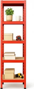 Regál 180x40x40 cm lakovaný 5-policový, nosnosť 875 kg - červený