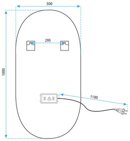 Rea Oval, LED kúpeľňové zrkadlo 50x100cm, zlatý matný rám, HOM-02506