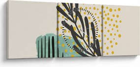 Obraz - Abstraktné listy N⁰3 (s hodinami) (90x30 cm)