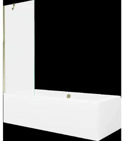 Mexen Cube obdĺžniková vaňa 180 x 80 cm s obkladom a 1-krídlovou sprchovou zástenou 70 cm, Transparentné, Zlatá - 550518080X9507