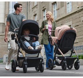 KINDERKRAFT-Kombinovaný kočík 3v1 MOOV 2 AIR Pure black + autosedačka MINK PRO