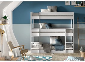 Biela poschodová detská posteľ z borovicového dreva 90x200 cm Scott – Vipack