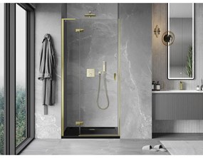 Mexen Mist-H L, 1-krídlové sprchové dvere ľavé 100 cm, číre sklo, zlatý lesklý profil, 8A5L-100-000-50-00-L
