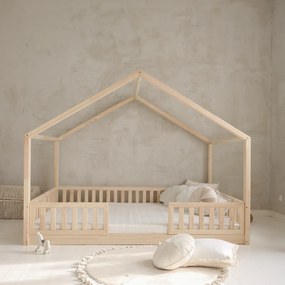 Priestranná domčeková posteľ Housebed Duo 140 x 200 – prírodná