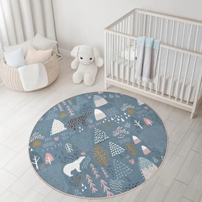 Modrý prateľný detský koberec ø150 cm Forest Land – Mila Home