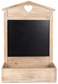 Hnedá nástenná polička s kriedovou tabuľkou - 35*13*32 cm