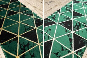 Behúň EMERALD exkluzívny 1020 glamour, marmur, trojuholníky zelený/zlatý